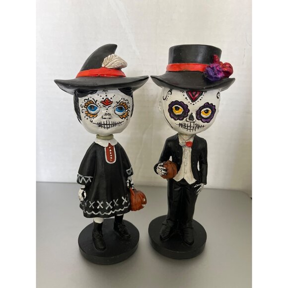 Debi Lily Day of the Dead Wobble Bobble Head Halloween Couple - Picture 1 of 7